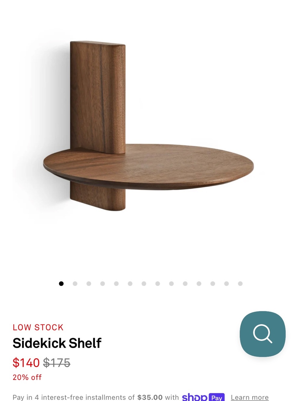 Sidekick Wall Shelf in Walnut Finish — Minimal Floating Display